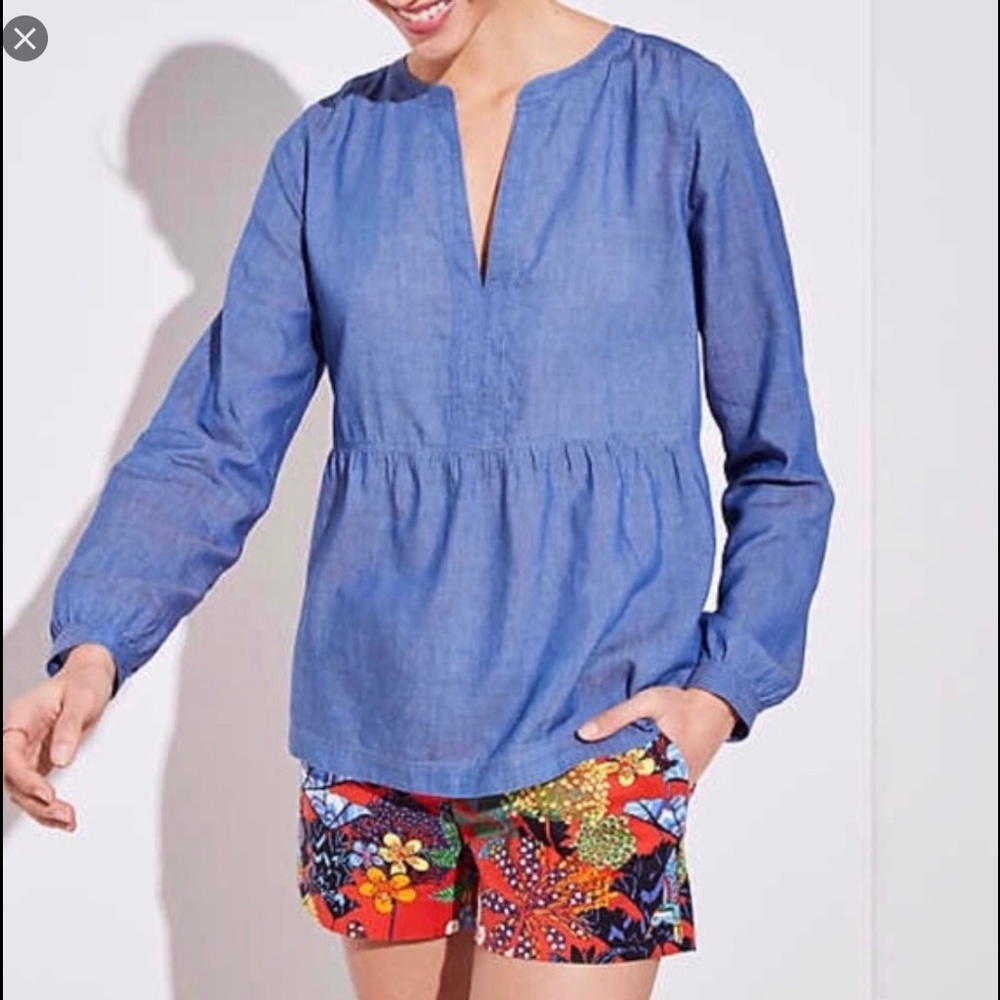 Brand new Loft chambray shirt with peplum size M.